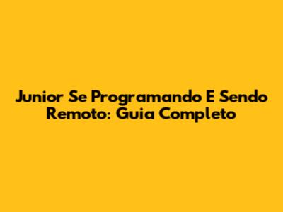 Junior Se Programando E Sendo Remoto: Guia Completo